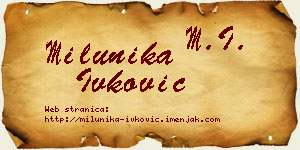 Milunika Ivković vizit kartica